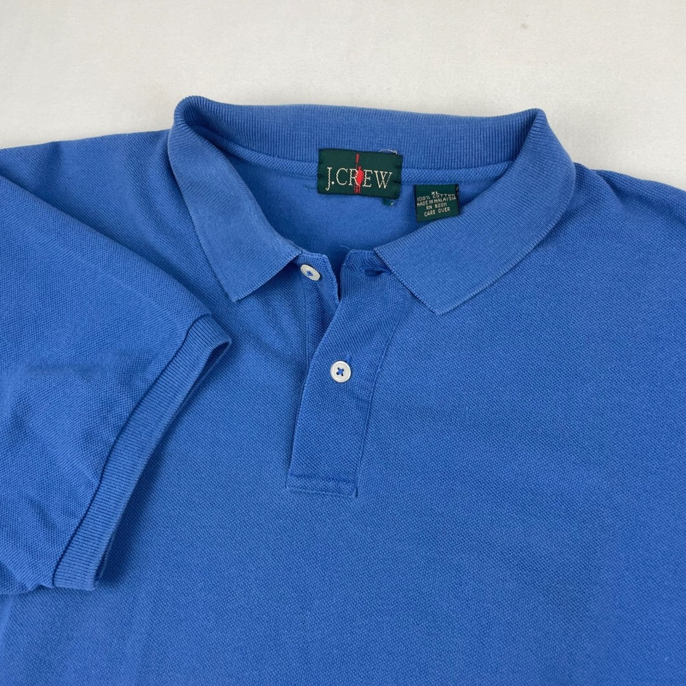 J.Crew Mens XL Blue Short Sleeve Pique Cotton Polo Shirt Classic Fit 0718